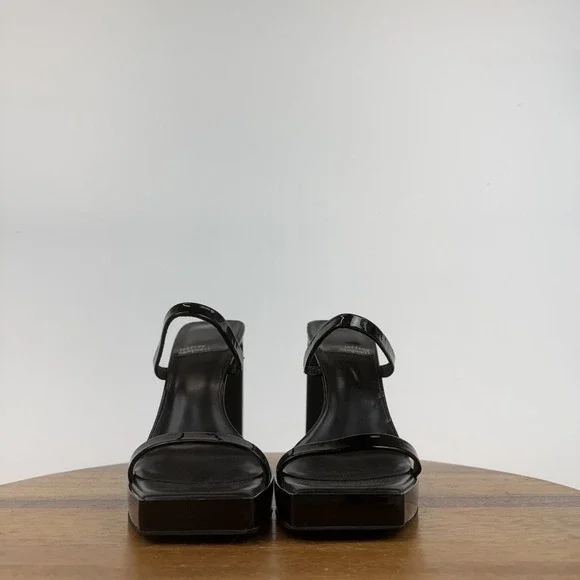 Womens Jeffrey Campbell Hustler Black Patent Leather Heel Slide Sandals Size 9 - Picture 3 of 9